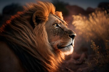 Naklejka premium close up of a lion, Generative AI