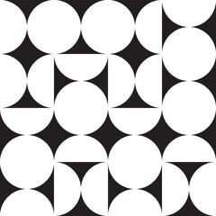 Obraz premium black and white background. black-white seamless pattern with geometric shapes. vector art. vector illustration. circles. abstraction. print