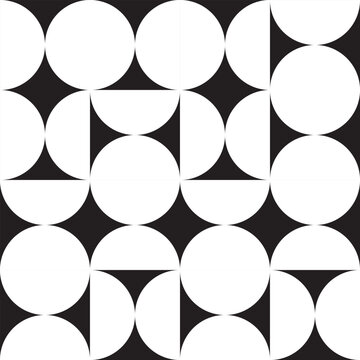 Black And White Background. Black-white Seamless Pattern With Geometric Shapes. Vector Art. Vector Illustration.  Circles. Abstraction. 
Print