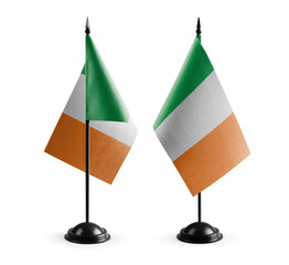 Small national flags of the Ireland on a white background