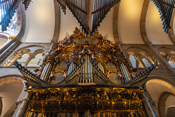 Main organ inside the cathedral of Santiago de Compostela (ca. 1211), a historial place of pilgrimage on the Way of St. James since the Middle Ages.