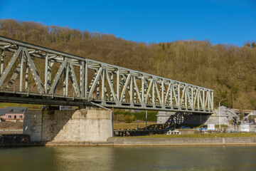 Railway bridge over the Meuse river, in Dinant, Belgium