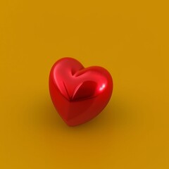 red heart in 3D style on an orange background. A simple image for a graphical user interface.