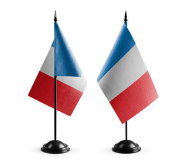 Small national flags of the France on a white background