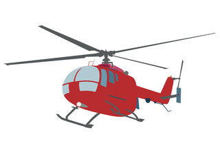 Light twin-engine, multi-purpose utility helicopter vector in red