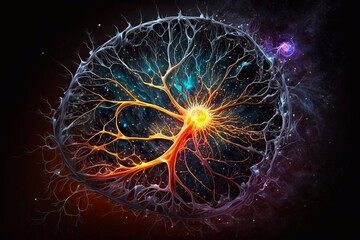 A human brain with galaxies inside. Generative AI