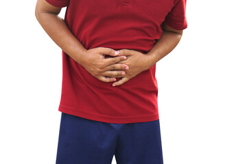 Man having abdominal pain from peptic ulcer disease