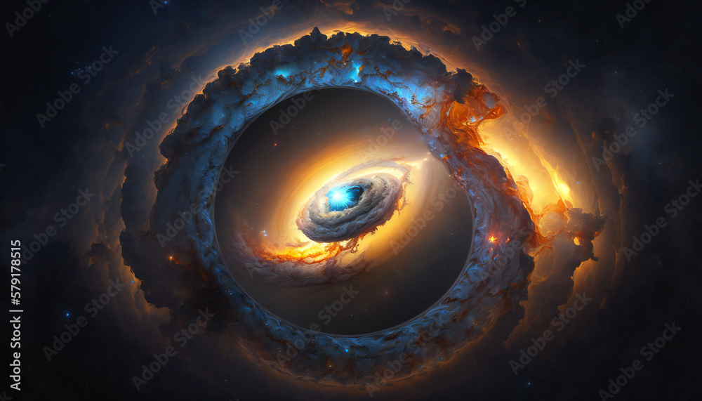 Wall mural a view from space to a galaxy - stars and nebula in space - space wallpaper - generative ai