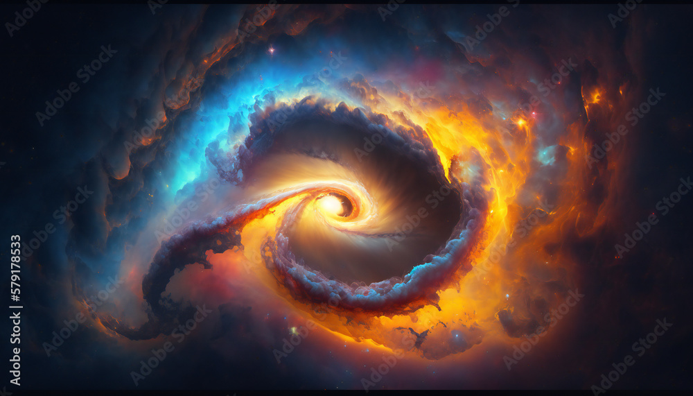 Wall mural a view from space to a galaxy - stars and nebula in space - space wallpaper - generative ai