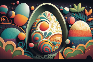 Abstract Easter Holiday illustration created using generative AI.