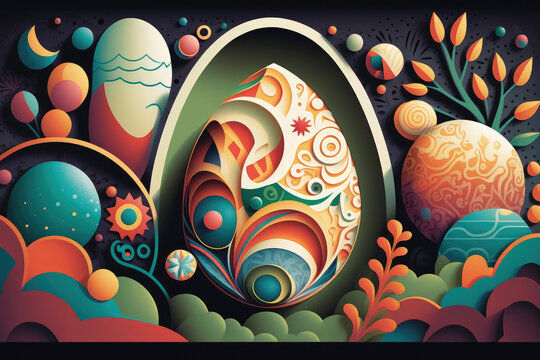 Abstract Easter Holiday illustration created using generative AI.