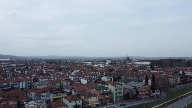 Aerial view of Sakarya, Adapazari. Drone view of Sakarya city in Turkey. Adapazari city center.