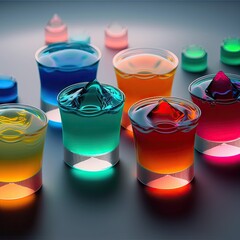 Colorful Jello Shots on a Table, generative ai