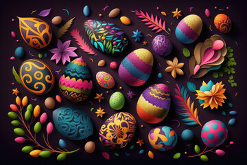 Obraz na płótnie Canvas Easter eggs illustration created using generative AI.