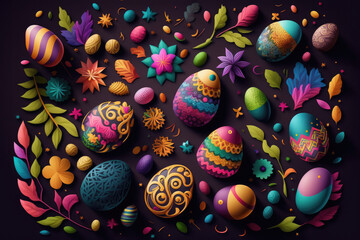 Fototapeta na wymiar Easter eggs illustration created using generative AI.