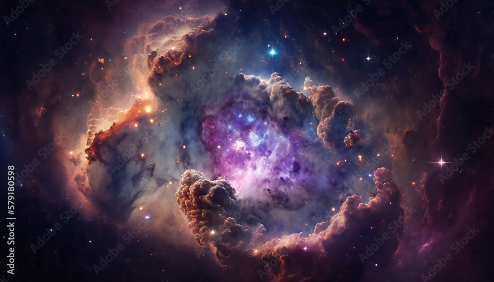 Wall mural a view from space to a galaxy - stars and nebula in space - space wallpaper - generative ai