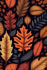 illustration, autumn color sketch pattern background, ai generative