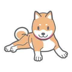 リラックス中の柴犬のベクターイラスト