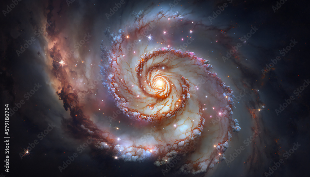 Wall mural a view from space to a galaxy - stars and nebula in space - space wallpaper - generative ai