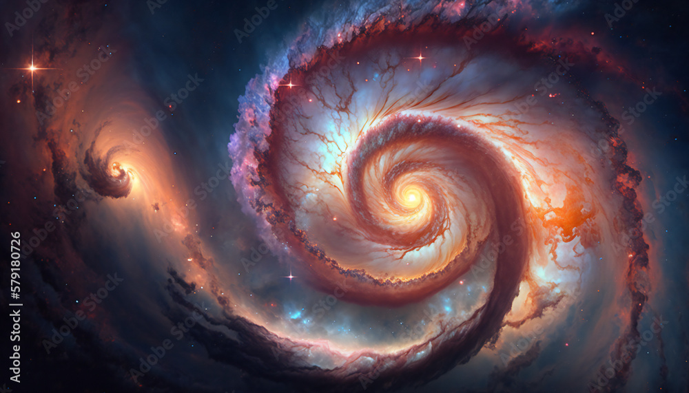 Wall mural a view from space to a galaxy - stars and nebula in space - space wallpaper - generative ai