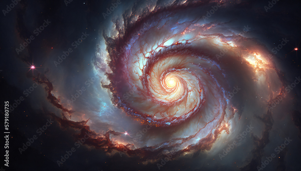 Wall mural a view from space to a galaxy - stars and nebula in space - space wallpaper - generative ai