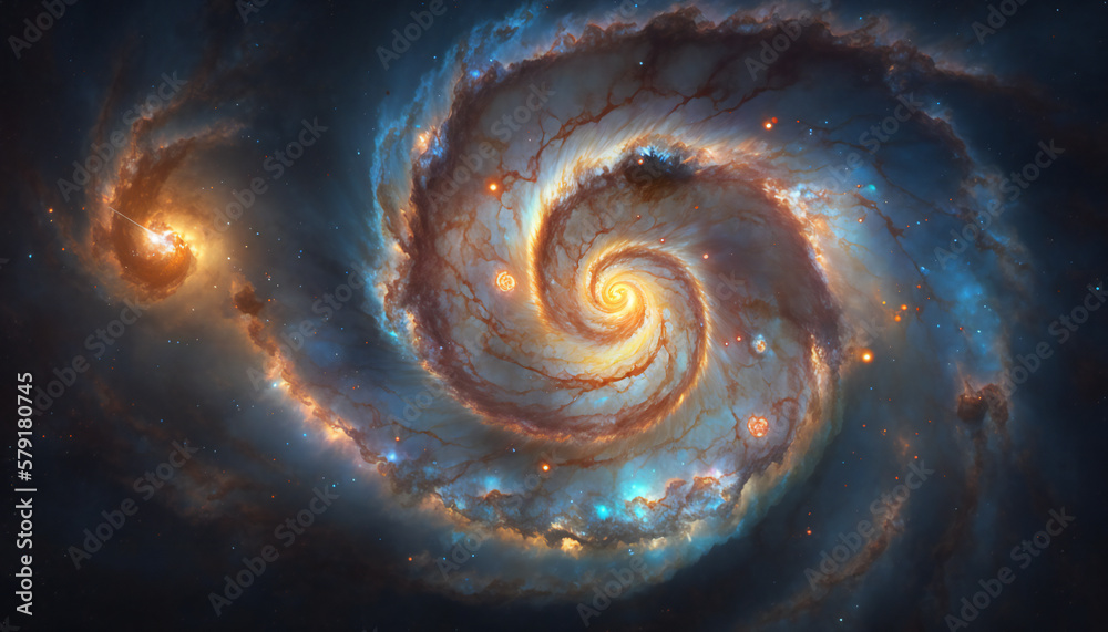 Wall mural a view from space to a galaxy - stars and nebula in space - space wallpaper - generative ai