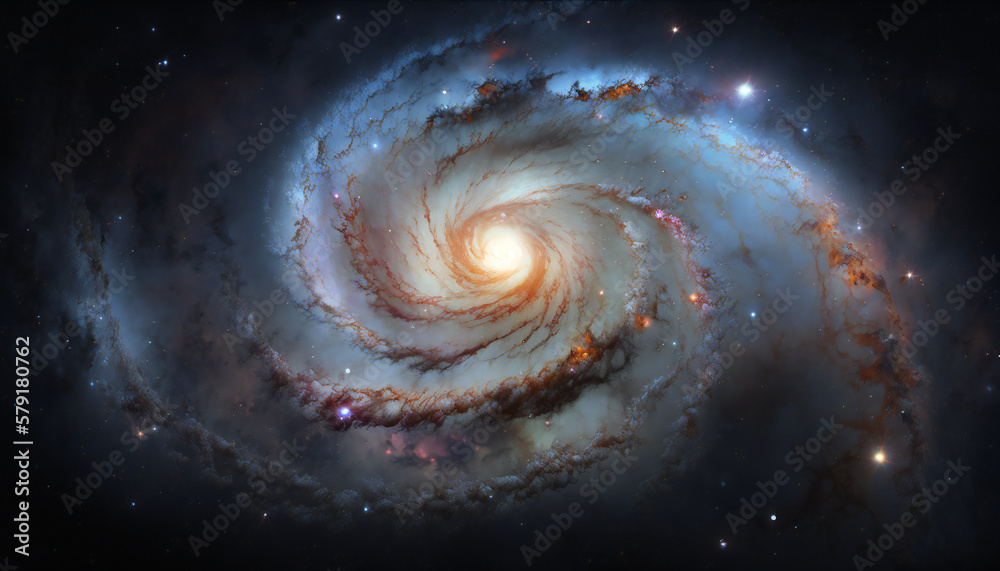 Wall mural a view from space to a galaxy - stars and nebula in space - space wallpaper - generative ai