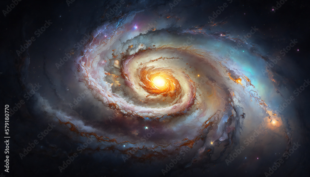 Wall mural a view from space to a galaxy - stars and nebula in space - space wallpaper - generative ai