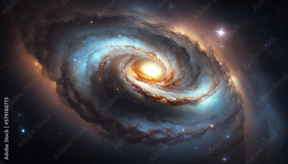Wall mural a view from space to a galaxy - stars and nebula in space - space wallpaper - generative ai