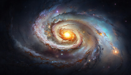 A view from space to a galaxy - Stars and nebula in space - Space wallpaper - Generative AI