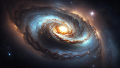 A view from space to a galaxy - Stars and nebula in space - Space wallpaper - Generative AI