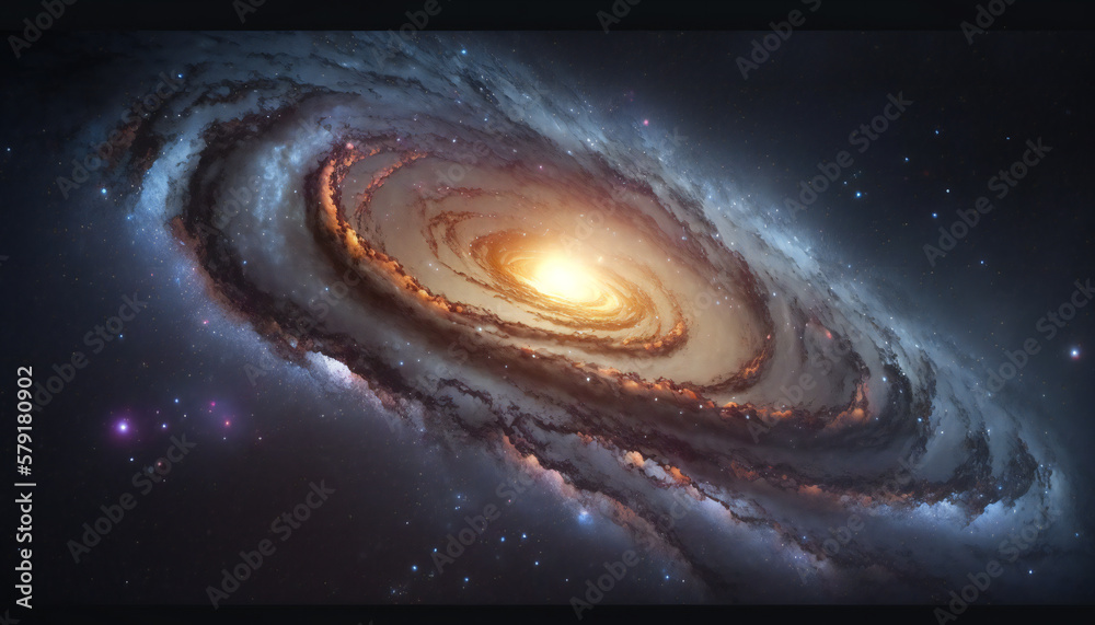 Wall mural a view from space to a galaxy - stars and nebula in space - space wallpaper - generative ai