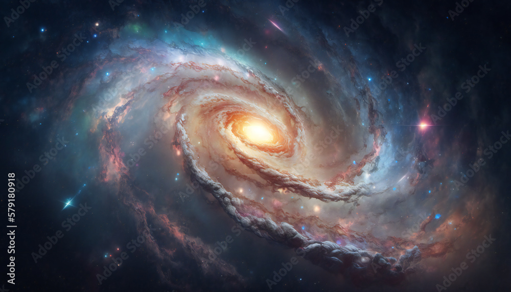 Wall mural a view from space to a galaxy - stars and nebula in space - space wallpaper - generative ai