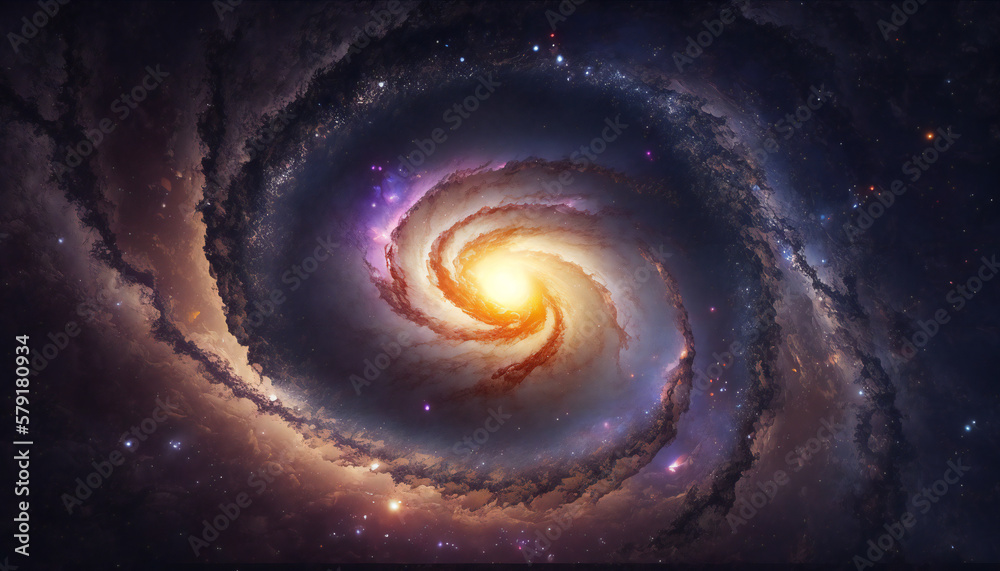 Poster a view from space to a galaxy - stars and nebula in space - space wallpaper - generative ai