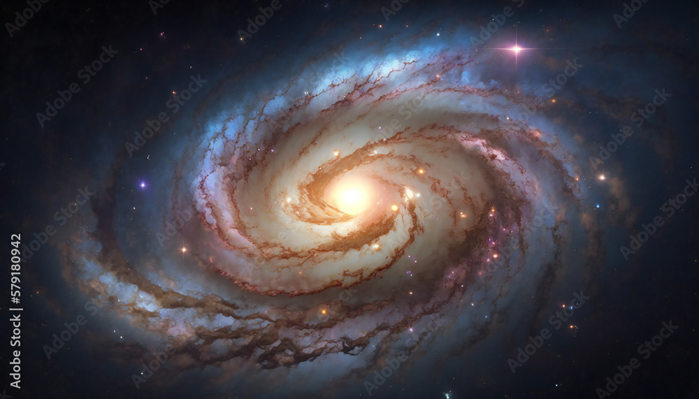 Wall mural a view from space to a galaxy - stars and nebula in space - space wallpaper - generative ai