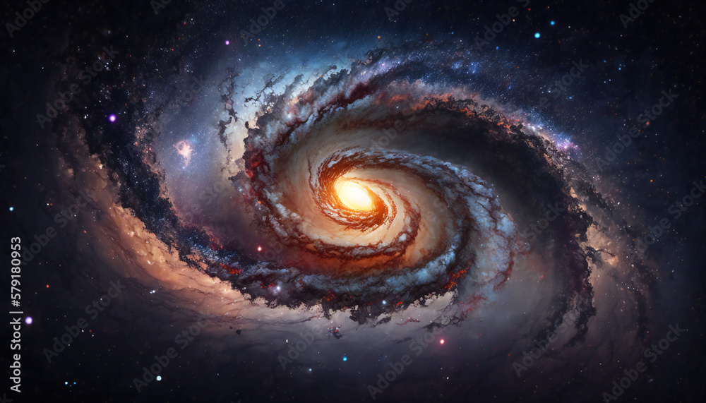 Wall mural a view from space to a galaxy - stars and nebula in space - space wallpaper - generative ai