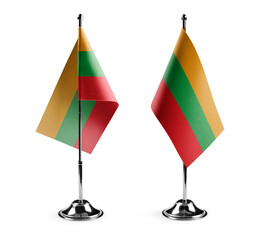 Small national flags of the Lithuania on a white background