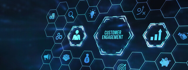 Internet, business, Technology and network concept. Shows the inscription: CUSTOMER ENGAGEMENT. 3d illustration.