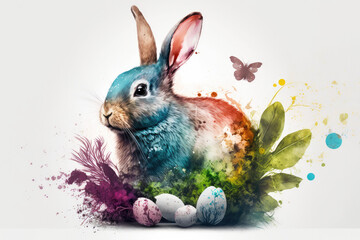 Easter bunny illustration created using generative AI.
