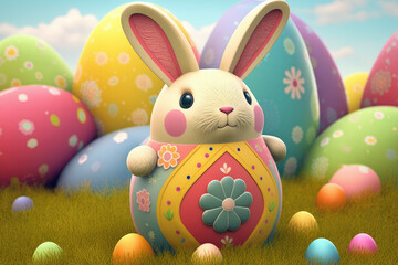 Fototapeta na wymiar Easter bunny illustration created using generative AI.