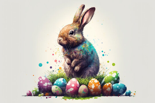 Easter bunny illustration created using generative AI.