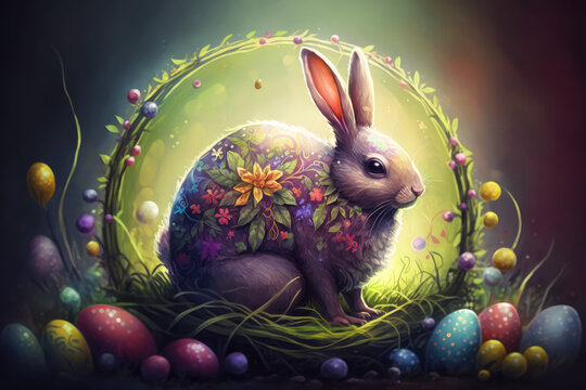 Easter bunny illustration created using generative AI.