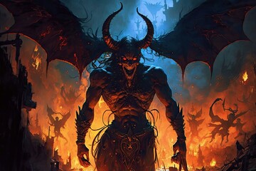Demonic Desolation: A Vivid Portrayal of the Horror of Fantasy Hell Generative AI