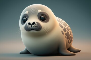 3D cute seal cartoon. Generative AI