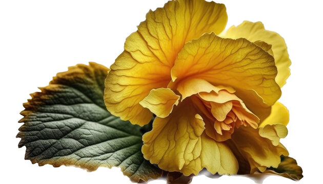 isolated yellow begonia flower photo, spring, decorative floral illustration, transparent background, png, horizontal, vertical, springtime, floral, no background, generative ai