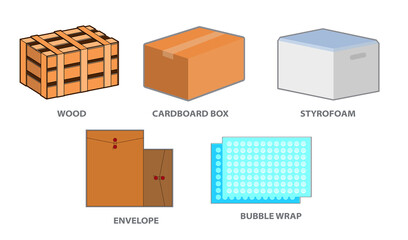 type of packaging realistic isolated on white - 3d illustration