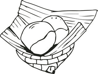 Steamed dumplings, mochi in a basket