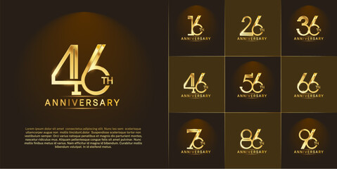 set of anniversary logotype golden color for special celebration event