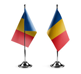 Small national flags of the Chad on a white background