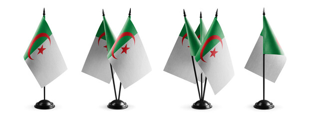 Small national flags of the Algeria on a white background